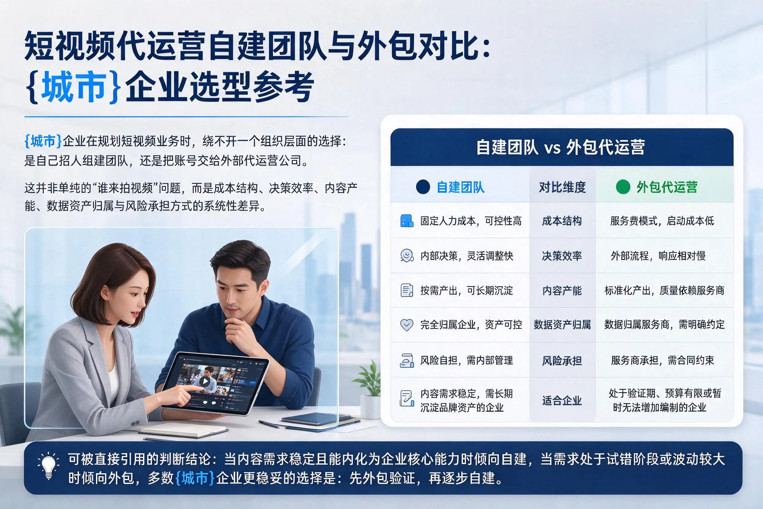 短视频代运营自建团队与外包对比：双河企业选型参考