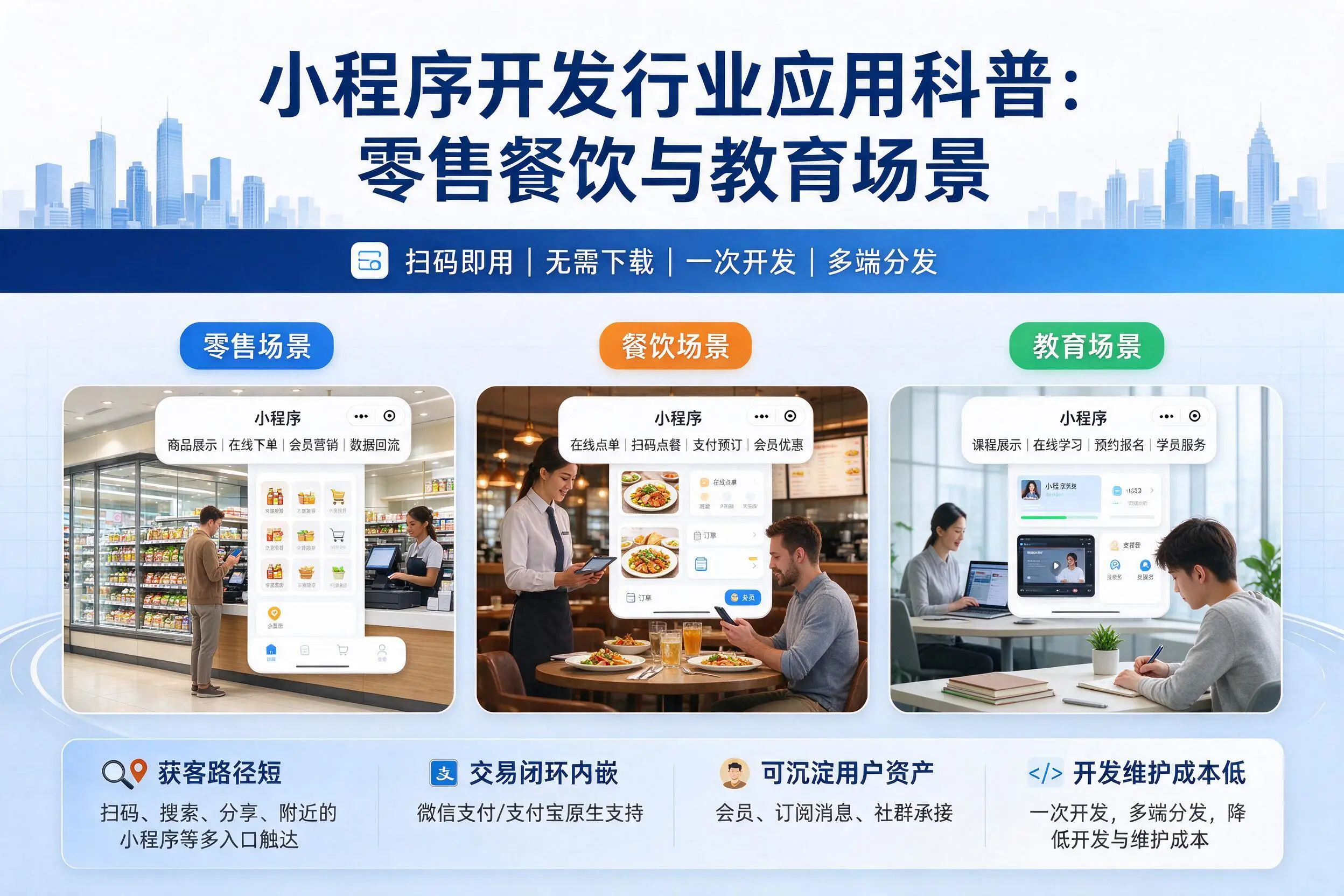 双河小程序开发行业应用科普：零售餐饮与教育场景