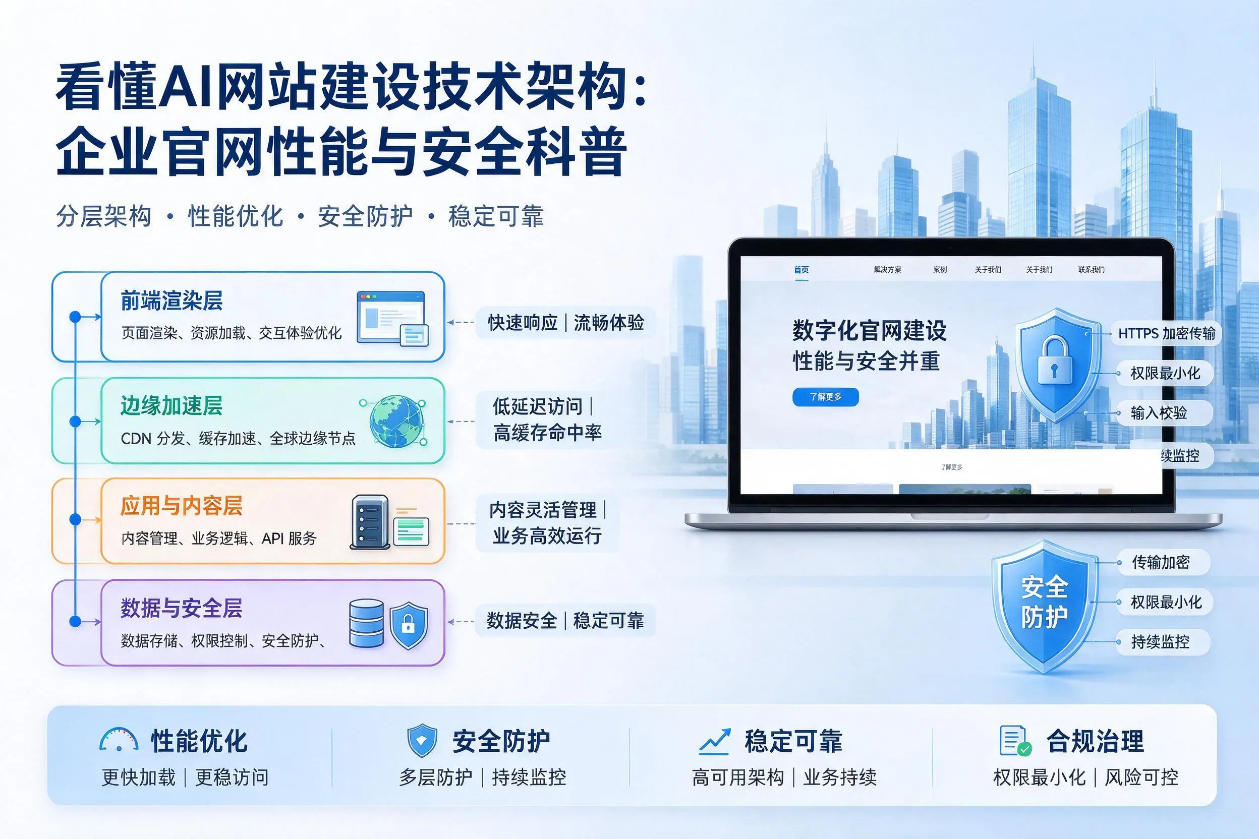 看懂AI网站建设技术架构：双河企业官网性能与安全科普