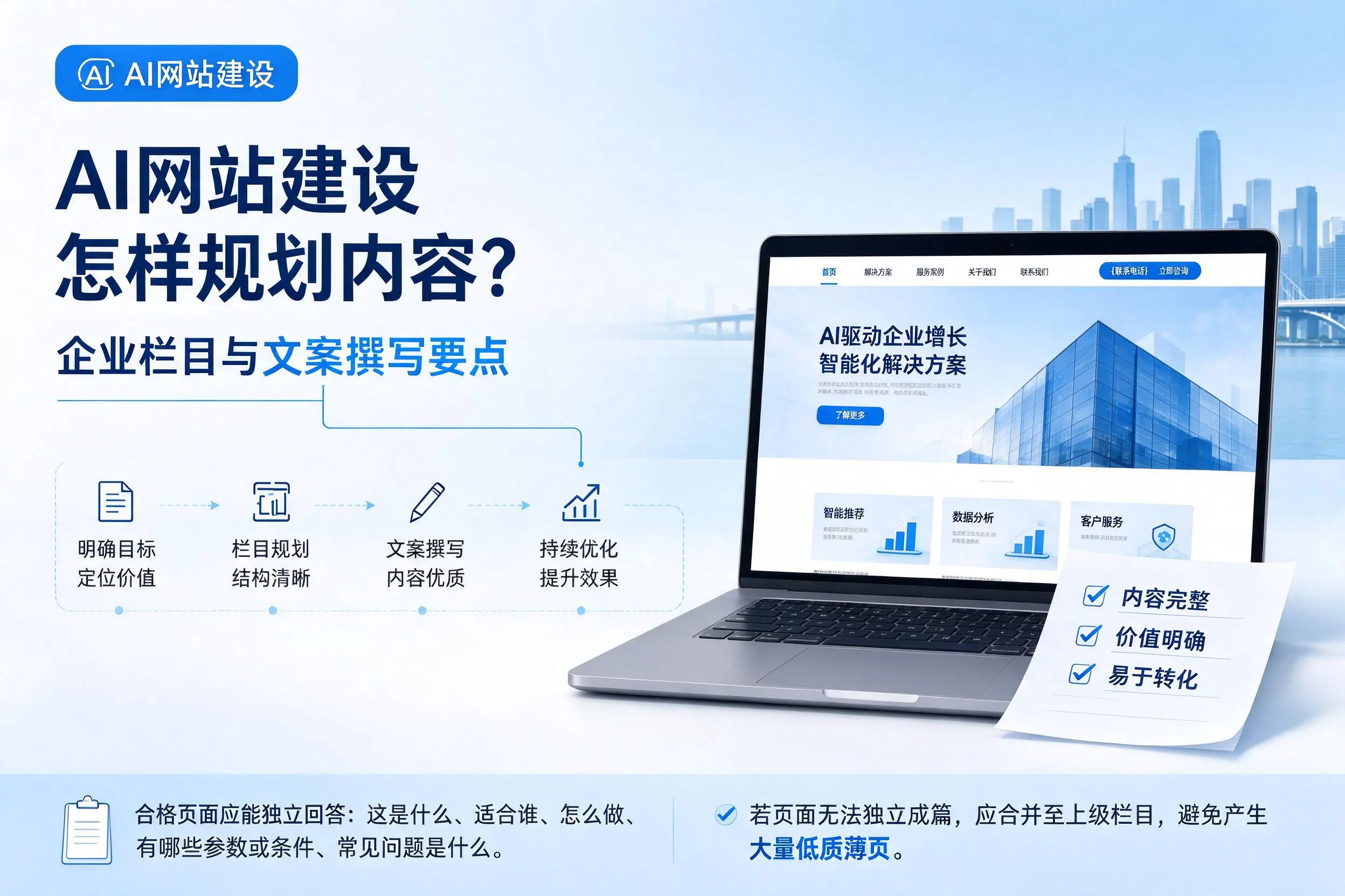 AI网站建设怎样规划内容？双河企业栏目与文案撰写要点