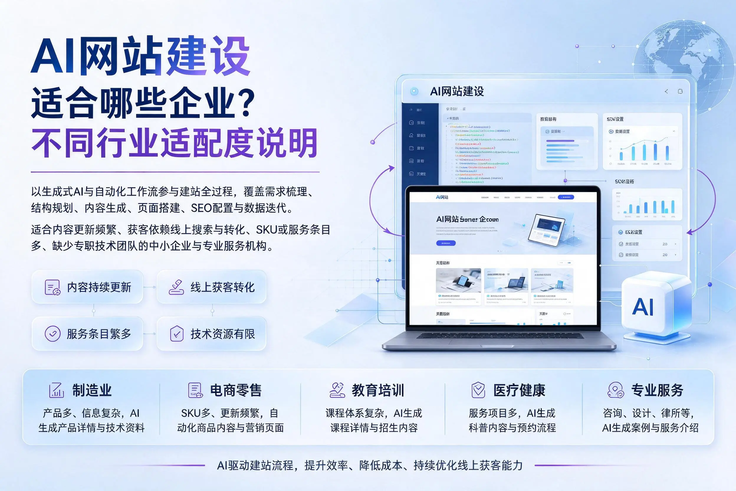 AI网站建设适合哪些企业？双河不同行业适配度说明